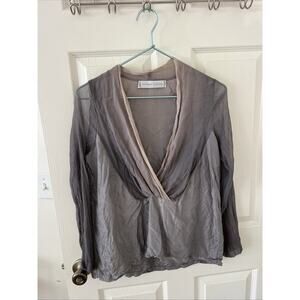 Viviana Uchitel Top Womens Size 4 Grey Sheer 100% Silk Lightweight